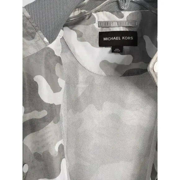M506) Michael Kors Men's Snap Front Camo Harrington Jacket Size XXL